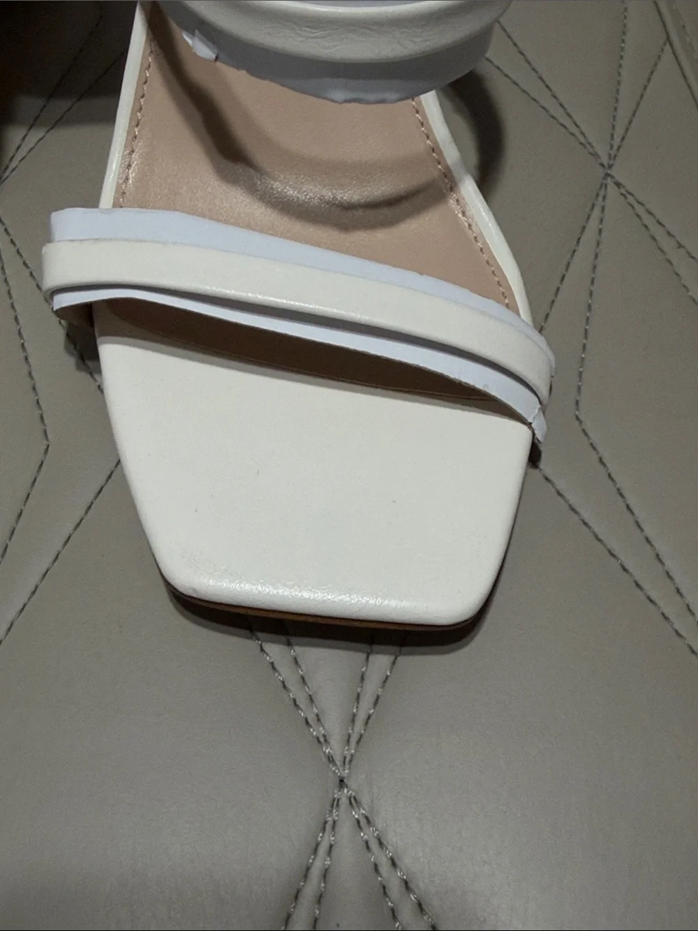 Avery White Strappy Block Heel Sandal by Unknown Brand